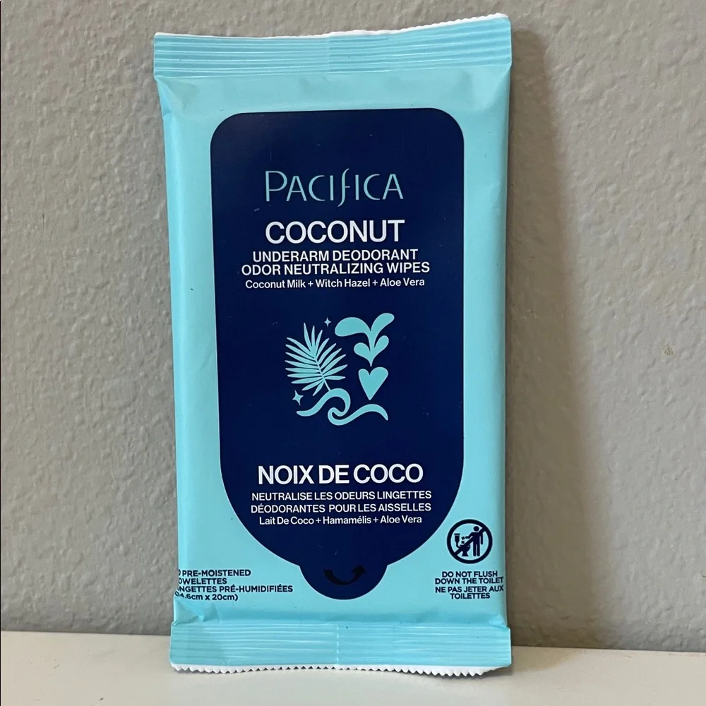 $3💕 PACIFICA Underarm Deodorant Wipes with Coconut Milk & Essential Oils